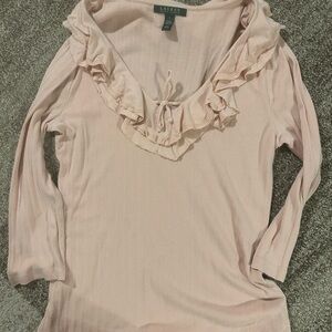 Ralph Lauren Cream Ruffled Blouse